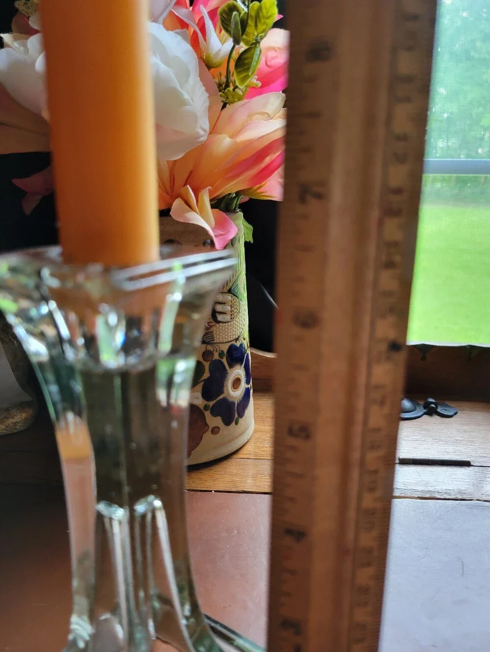 Pressed Clear Glass Candlestick